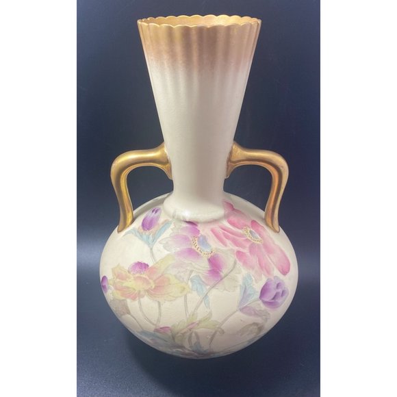 Vintage Early Adderley Two Handled Floral Vase Gold Gilt Made In England - Picture 6 of 8